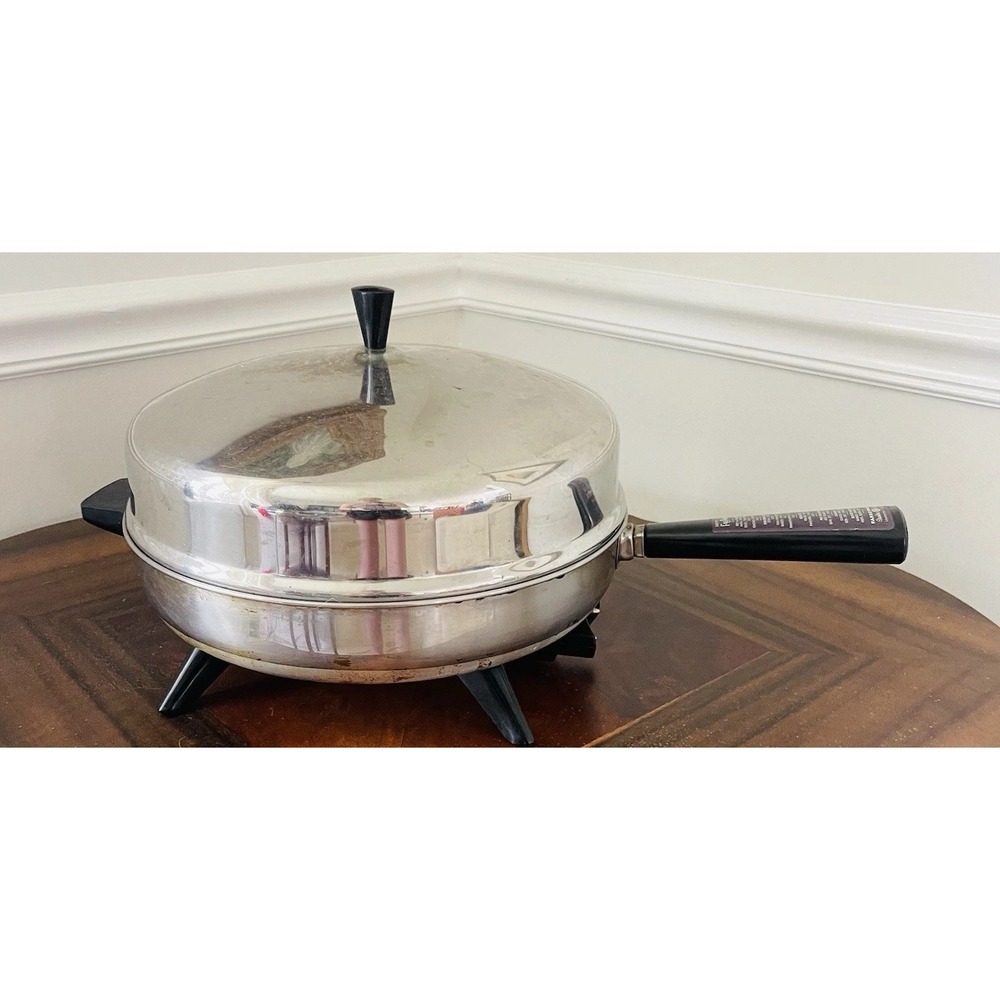 Farberware 312B Electric Fry Pan Stainless Steel 12" Skillet With Steamer + Lid